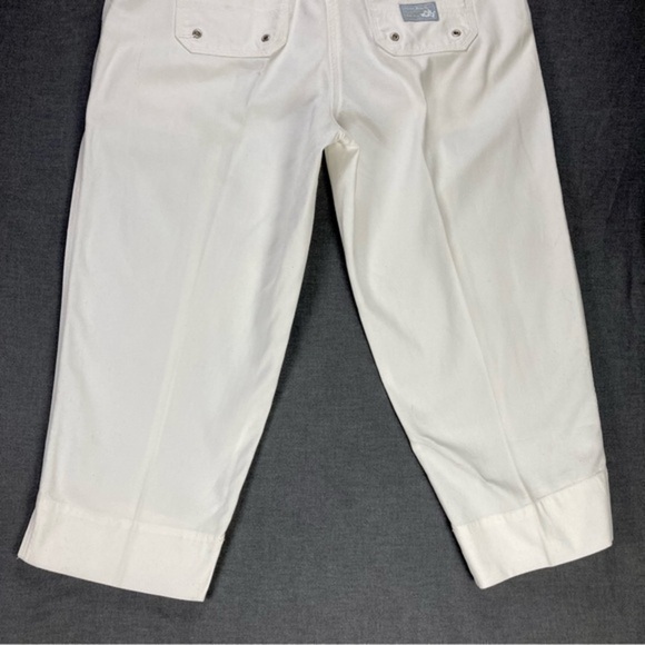 Lauren Ralph Lauren Cropped Pants Womens Sz 6 White Pocket Zip Drawstring Cargo - Picture 7 of 11
